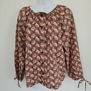 J. Crew RATTI-PRISM Multicolor Floral Blouse. Button Front Long Sleeve Medium